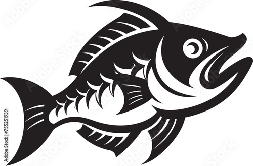 Ripple Reflections Vector Logo of River Fish Serene Swimmers Fish Icon in Vector