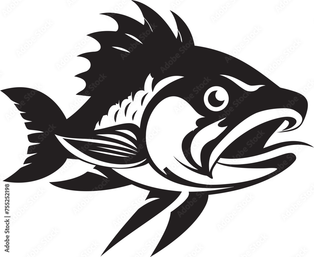 Freshwater Flourish Vector Logo Design with River Fish Marine Melodies River Fish Icon in Vector
