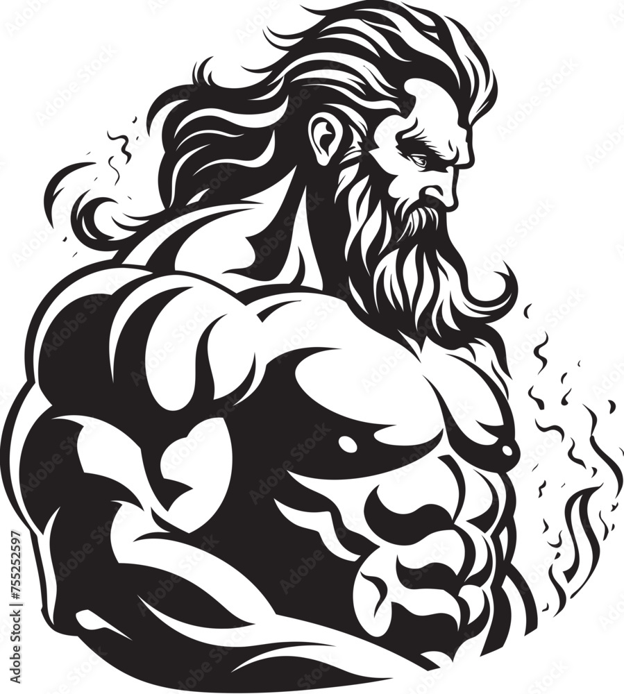 Olympus Vigor Zeus God Gyming Emblem Vector Thunderstorm Sculpt Gym Icon with Olympian Deity Vector Olympus Vigor Zeus God Gyming Emblem Vector Thunderstorm Sculpt Gym Icon with Olympian Deity Vector