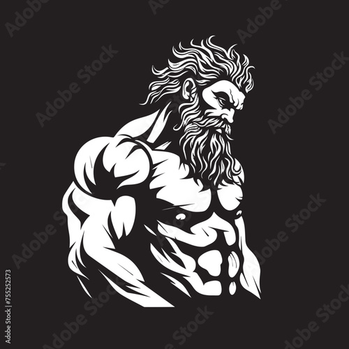 Zeus Muscle Forge Zeus God Gyming Emblem Vector Thunderous Training Gym Icon with Zeus Deity Vector