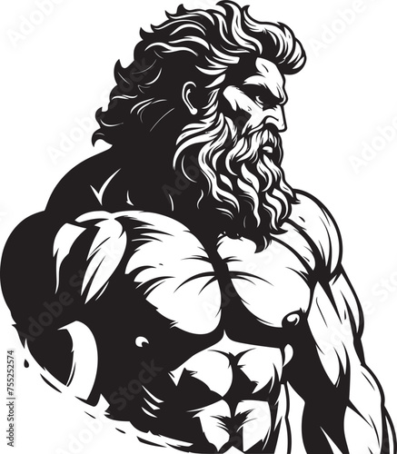 Thunderous Training Gym Icon with Zeus Deity Vector Olympus Vitality Vector Logo Design with Olympian God