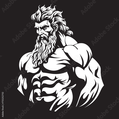 Olympian Ascendancy Gym Icon with Zeus Deity Vector Zeus Forge Vector Logo Design with Thunder God