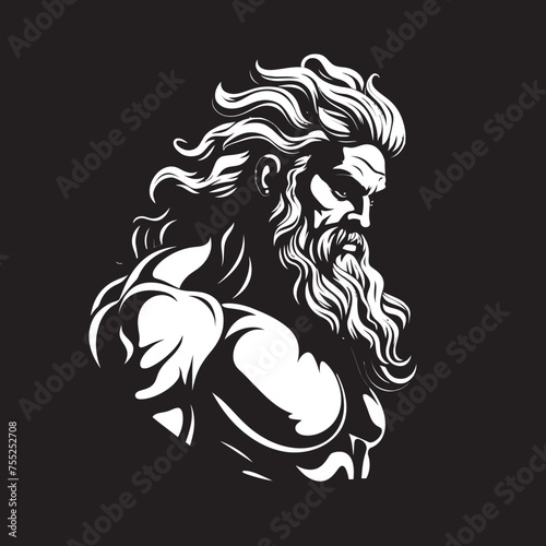Thunderous Training Gym Icon with Thunder God Olympus Vitality Vector Logo Design with Olympian Deity