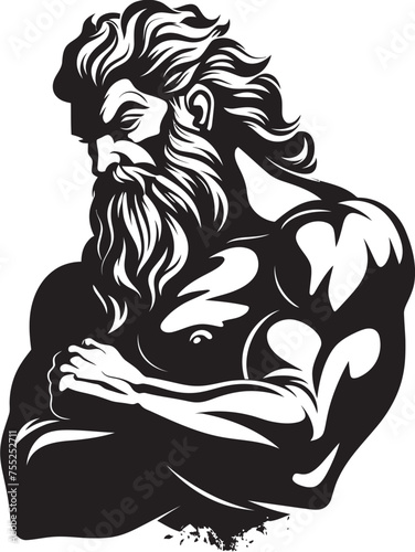 Zeus Muscle Forge Zeus God Gyming Emblem Vector Thunderous Training Gym Icon with Thunder God