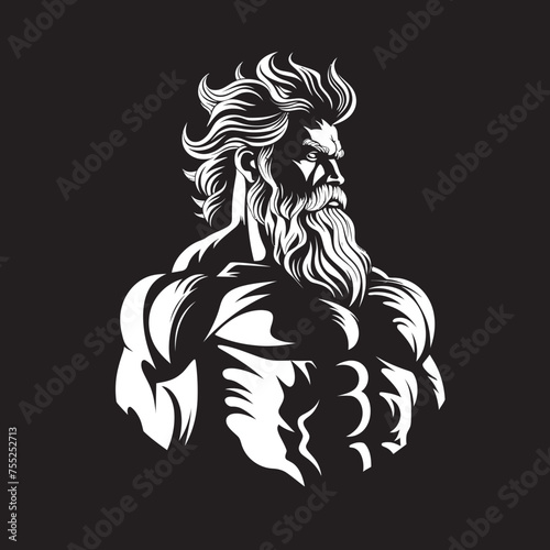 Divine Strength Zeus God Gyming Emblem Vector Thunder God Training Gym Icon with Olympian Deity Vector