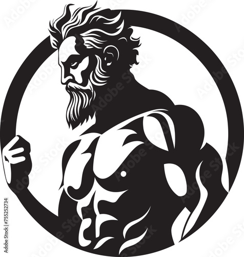 Thunderous Training Gym Icon with Olympian Deity Vector Olympus Vitality Vector Logo Design with Zeus God