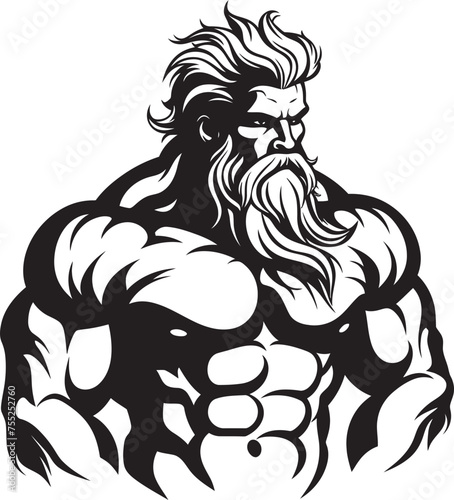Olympus Powerhouse Gym Icon with Olympian God Vector Thunderous Sculpt Zeus God Gyming Emblem Vector