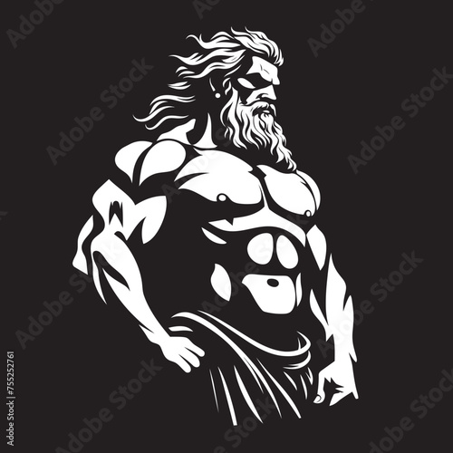 Thunderous Sculpt Zeus God Gyming Emblem Vector Divine Strength Gym Icon with Zeus Icon Vector