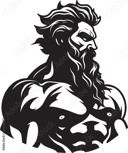 Olympus Powerhouse Vector Logo Design with Thunder God Zeuss Thunder Gym Gym Icon with Zeus Deity Vector