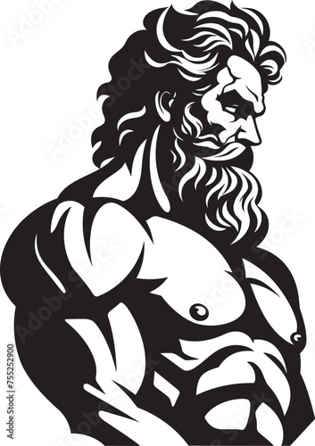 Thunderstorm Training Vector Logo Design with Olympian Deity Zeuss Gym Zeus God Gyming Emblem Vector photo