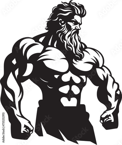 Lightning Lifts Vector Logo Design with Olympian Deity Thunderous Training Zeus God Gyming Emblem Vector