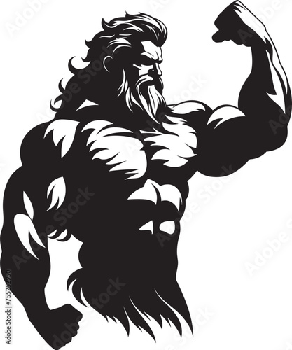 Lightning Lifts Zeus God Gyming Emblem Vector Thunderous Training Gym Icon with Thunder God Vector