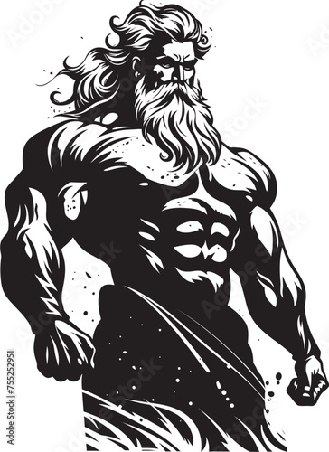 Thunder God Training Zeus God Gyming Emblem Vector Zeus Sculpt Gym Icon with Thunder God Vector