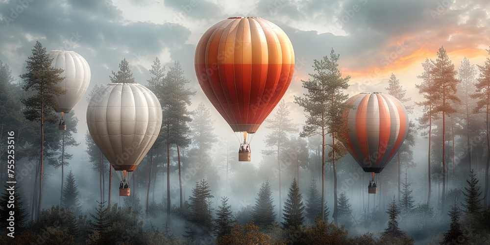 Fototapeta premium hot air balloon in the morning