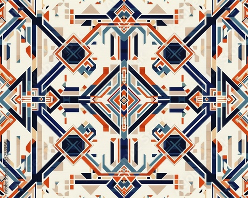 Sophisticated textile design featuring a complex geometric pattern photo