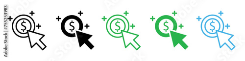 Pay per click icon line art vector