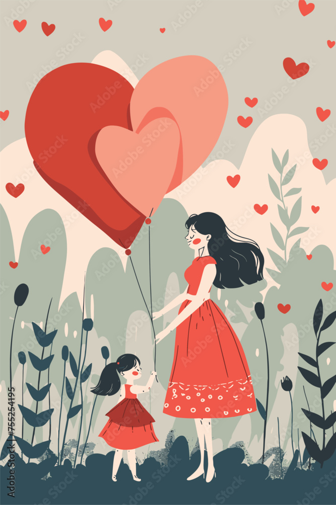 Vector illustration with her kid flowers background Vector illustration with her kid flowers background
