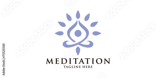 logo design mediation  spiritual  relax  wellness  logo design template  symbol  creative idea.