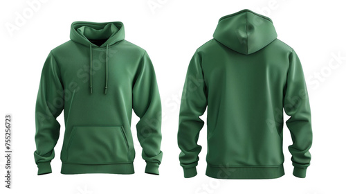 Green hoodie isolated on transparent background.