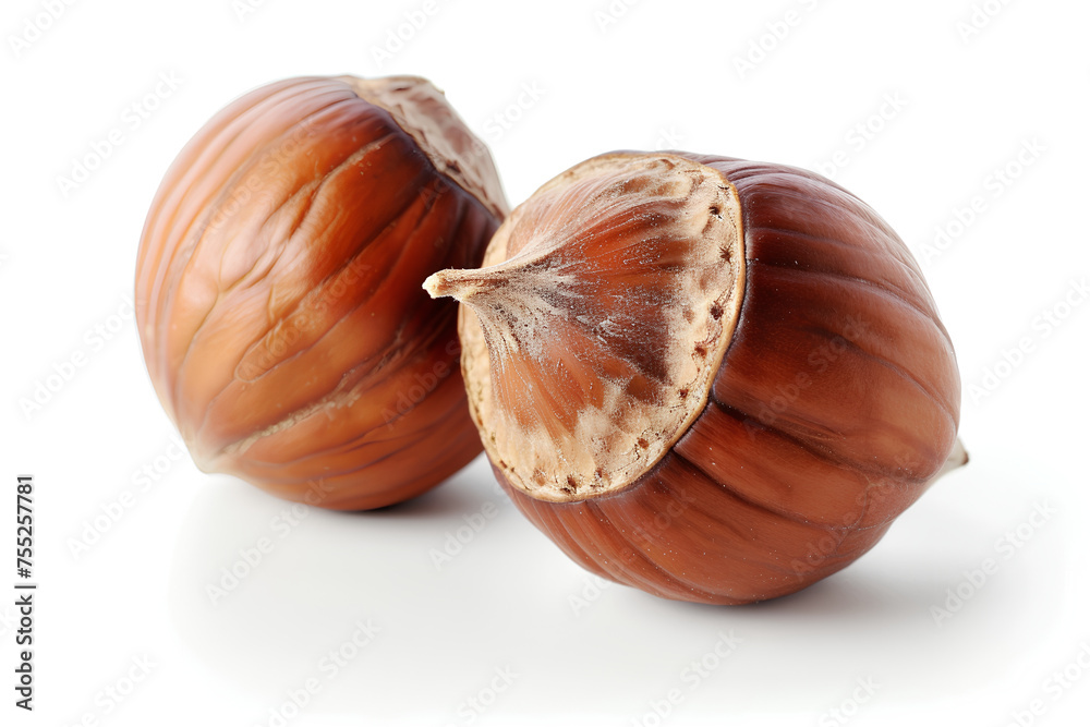 Hazelnut or filbert nut isolated