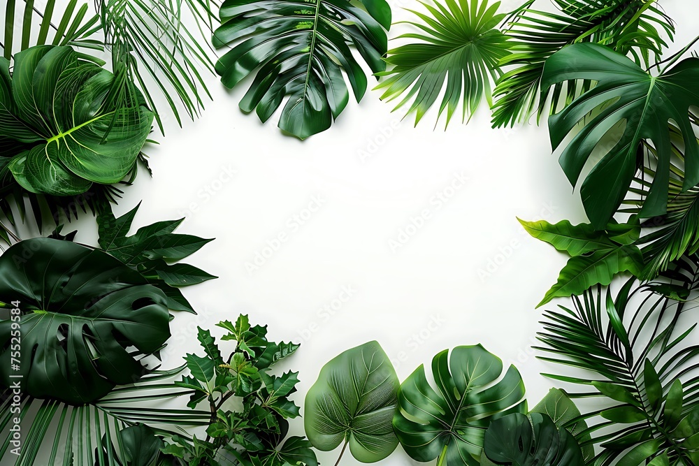 Fototapeta premium Tropical leaves isolated on a white background