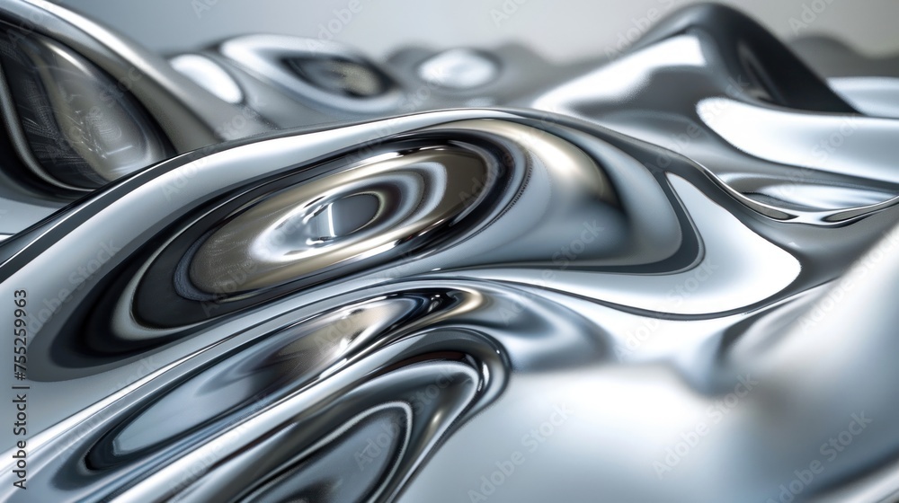 Close-up view of liquid silver flow creating a mesmerizing metallic texture, ideal for modern design elements. Close-up view of liquid silver flow creating a mesmerizing metallic texture, ideal for modern design elements.