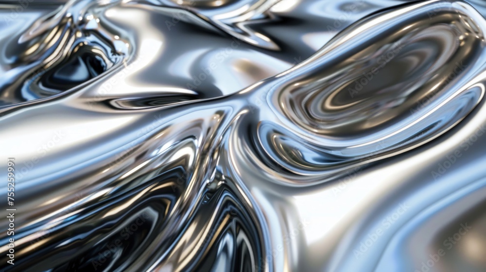 Close-up view of liquid silver flow creating a mesmerizing metallic texture, ideal for modern design elements. Close-up view of liquid silver flow creating a mesmerizing metallic texture, ideal for modern design elements.