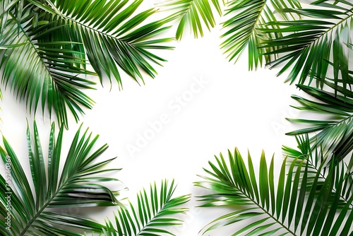 Frame palm leaves isolated on a white background © DYNECREATIVE
