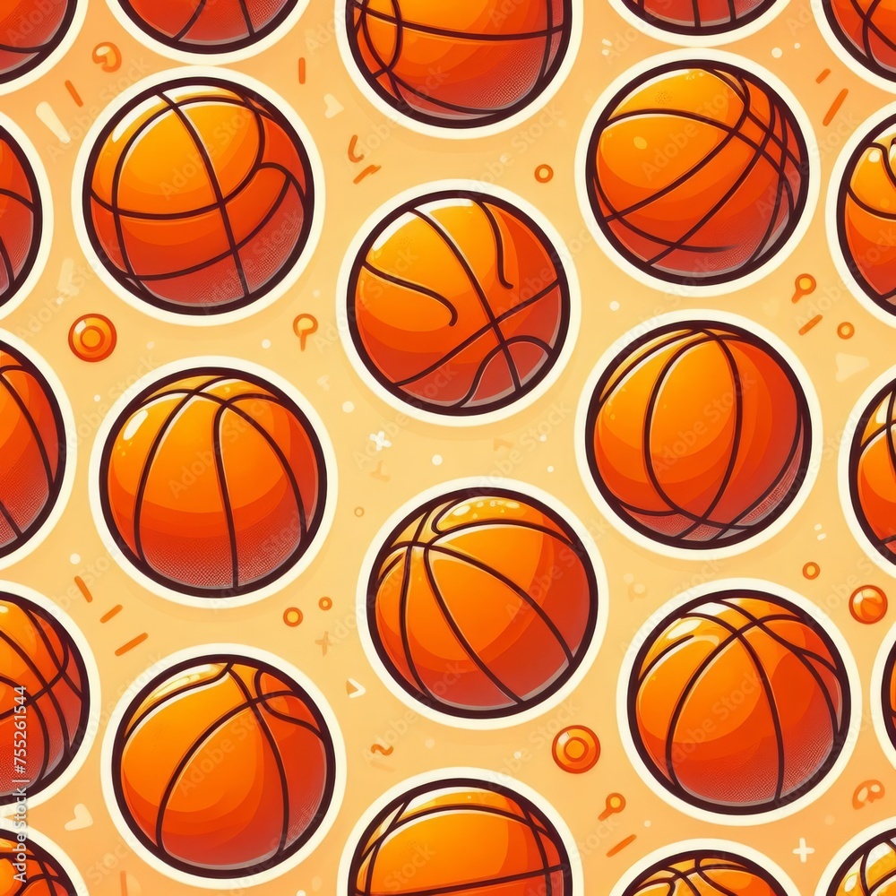 Seamless Pattern of Basketball Illustration