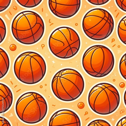 Seamless Pattern of Basketball Illustration © Raad