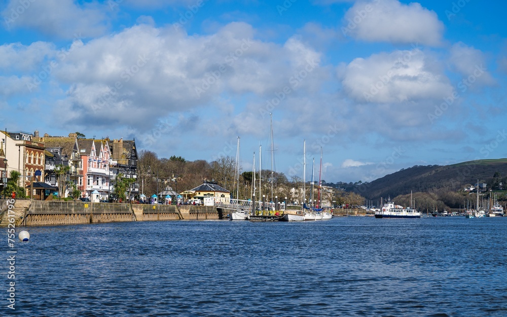 Fototapeta premium View of Dartmouth from Kingswear over River Dart, Devon, England, Europe