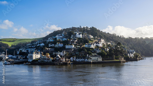 View of Kingswear from Dartmouth over River Dart, Devon, England, Europe