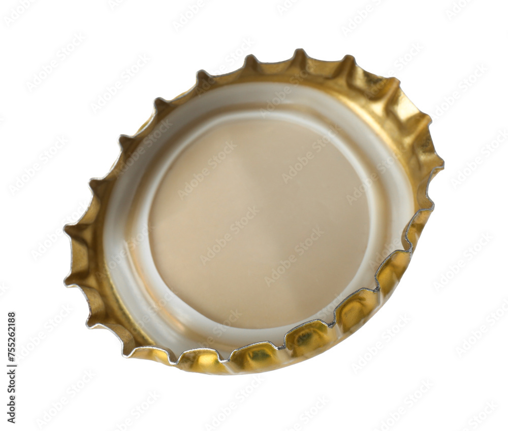 One beer bottle cap isolated on white One beer bottle cap isolated on white