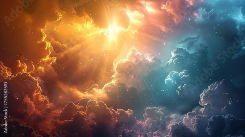 religious celestial sky with aura of soul 