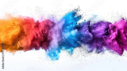 multicolored explosion of rainbow holi powder paint isolated on white background generative ai 