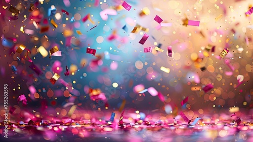 celebration and colorful confetti party blur abstract background 