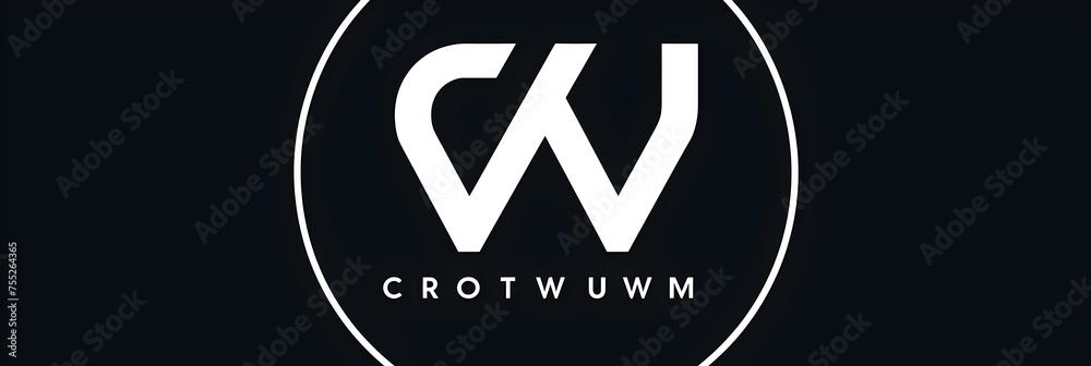 CW Company's Modern and Edgy Black Logo against a Minimalist White Background - obrazy, fototapety, plakaty 