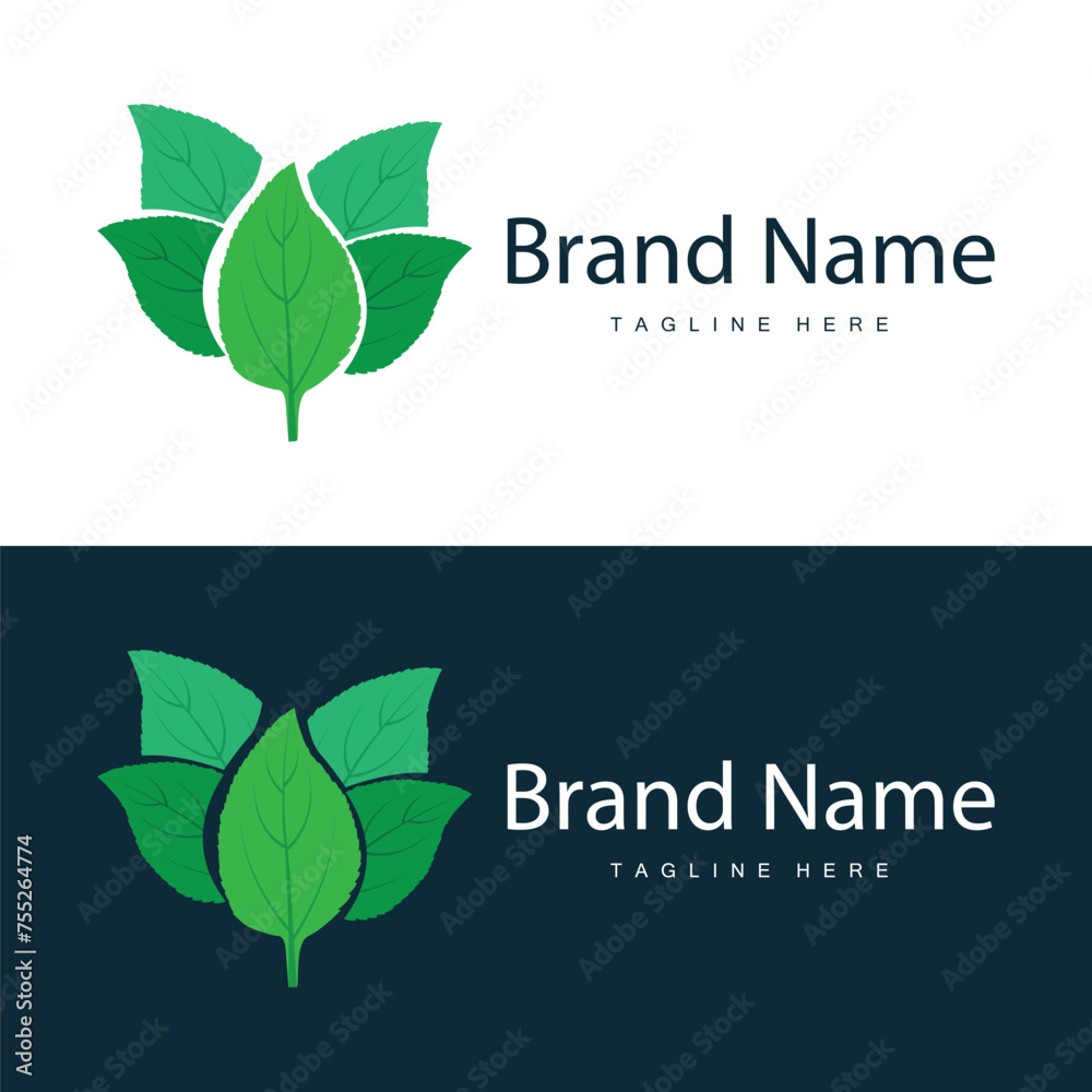 Green Leaf logo vector natural plant nature design icon leaf template illustration