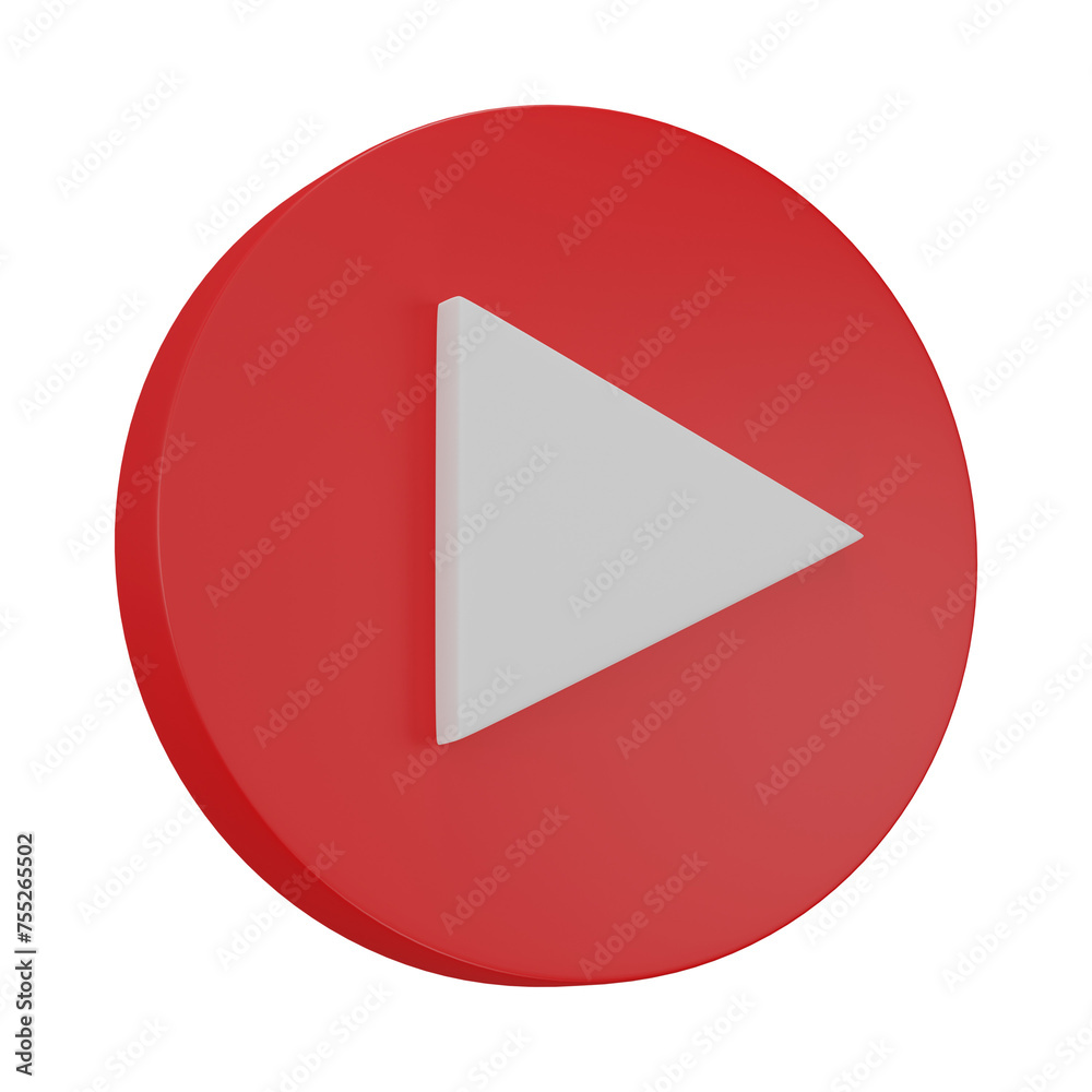 3d render illustration. Play button isolated on transparent background. Video media player 3d render illustration. Play button isolated on transparent background. Video media player