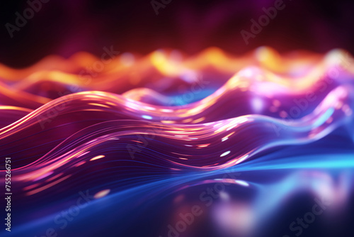 Three-dimensional glowing color fluid background, abstract future technology graphic poster PPT background