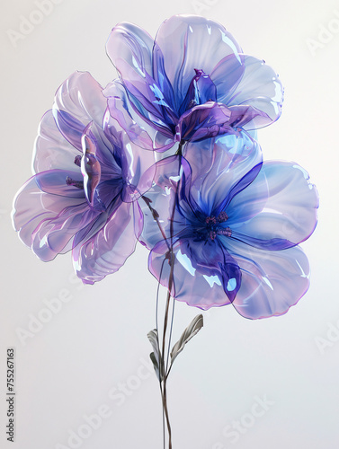 3d inflatable wind translucent fresh flower bouquet floral illustration
