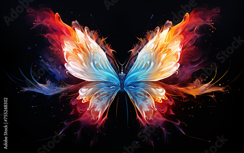 Butterfly shape fantasy background, fairy tale pattern magic fantasy scene illustration © lin