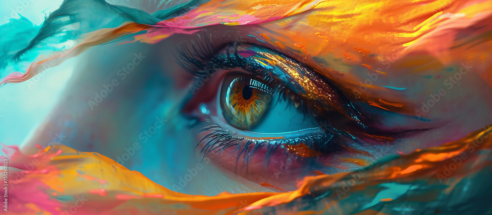The eye becomes a surreal canvas, where dreams and visions take shape From the tear duct emerges a flag, unfurling with fluid motion and vibrant colors vision and patriotism 👁️🇺🇸