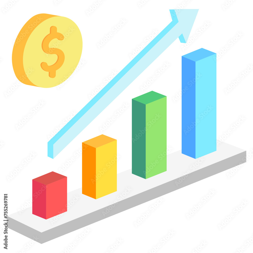 Growth isometric icon, related to market and economy theme. use for modern concept, UI or UX kit, app, and web development, Growth isometric icon, related to market and economy theme. use for modern concept, UI or UX kit, app, and web development,