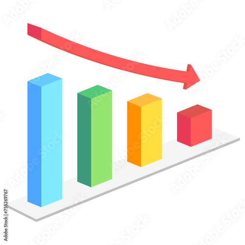 Line Chart isometric icon, related to market and economy theme. use for modern concept, UI or UX kit, app, and web development,