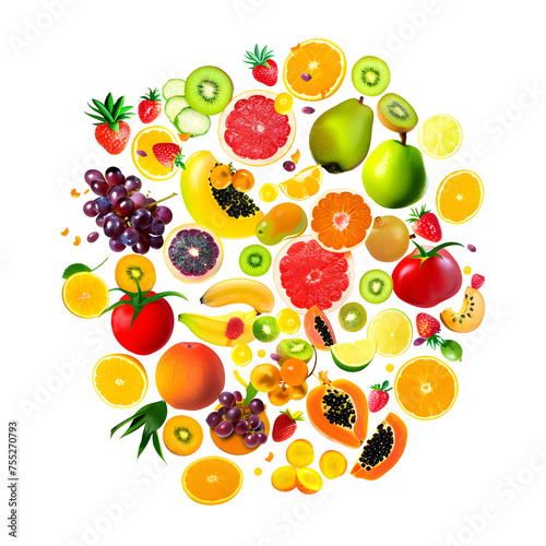 Circle with lots of fruits items