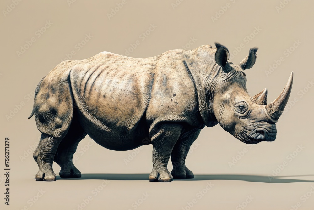 Obraz premium Portrait of a standing rhino .