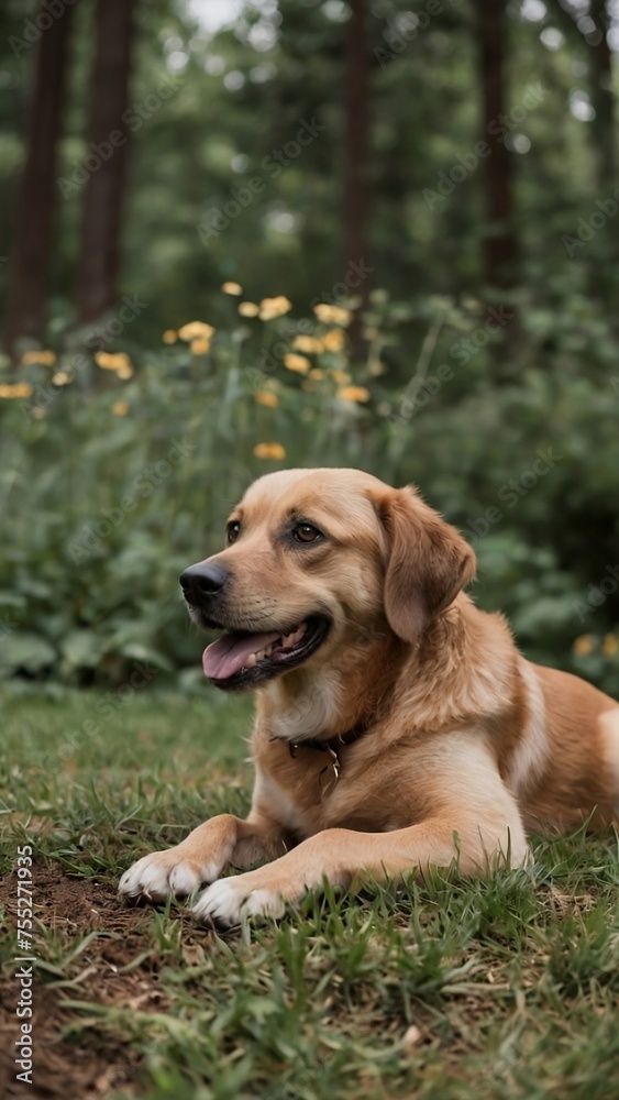 golden retriever dog in the garden
