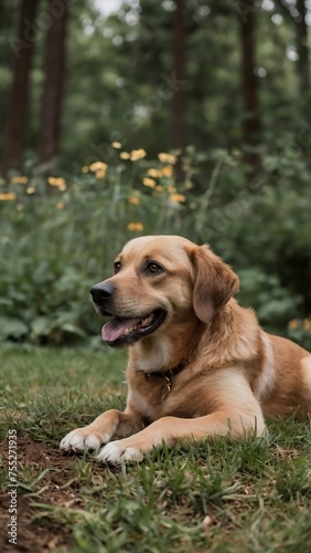 golden retriever dog in the garden