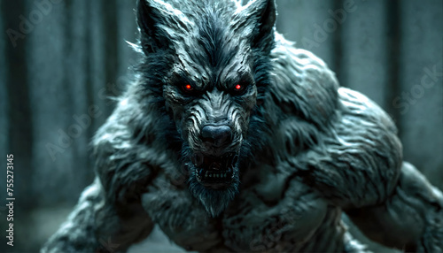 3d Illustration of a werewolf on dark background with clipping path.  © HM Design